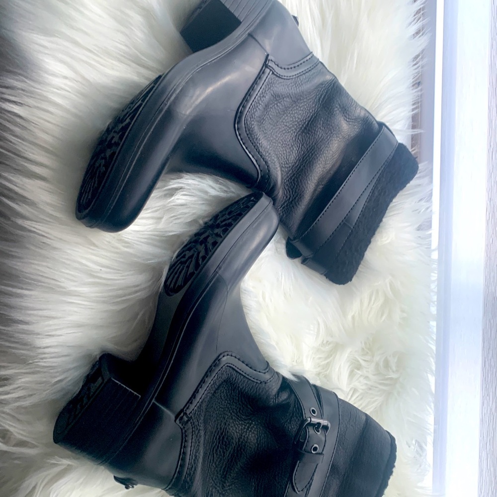 Coach Zena Black Mid Calf  Waterproof/Leather Boot